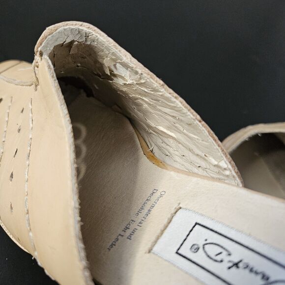 JANET D leather Tan Mules Sz 40 9.5 Clogs Square Toe Block Heel - Picture 7 of 8